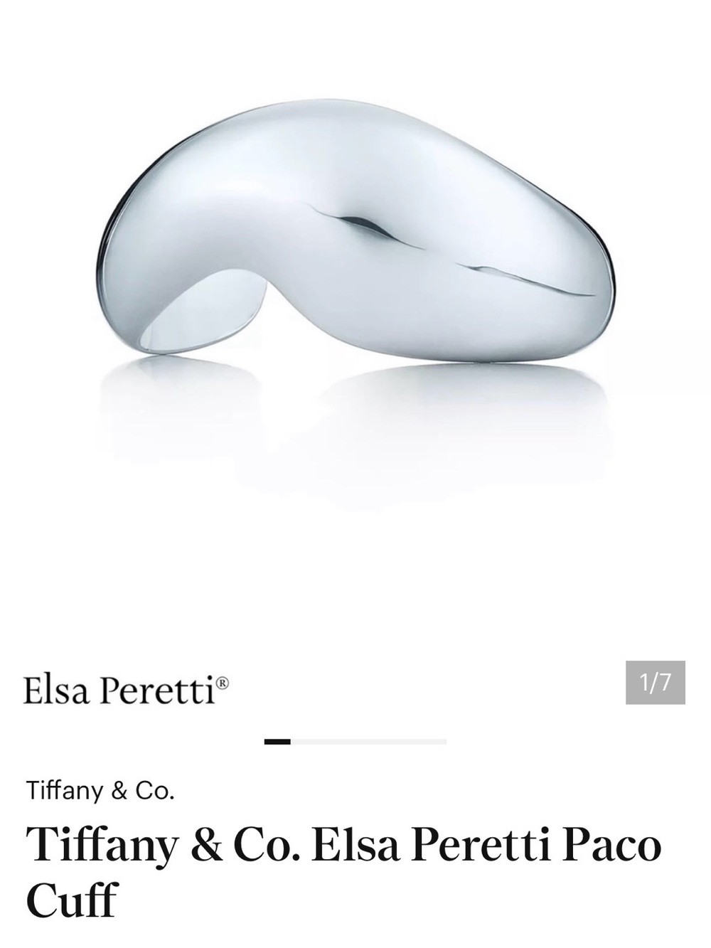 Tiffany & Co. Polished Sterling Silver  Elsa Peretti Paco Cuff